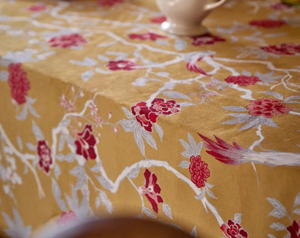 Farmhouse Table Cloth, Dining Room Flower Table Cloths, Large Square Tablecloth for Round Table, Extra Large Rectangular Table Covers for Kitchen-ArtWorkCrafts.com