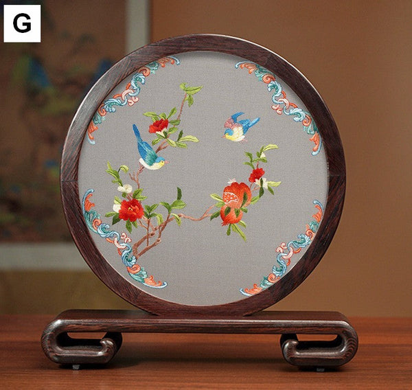 Traditional Chinese Suzhou Flower and Birds Silk Embroidery Ornaments, Exclusive Business Presents, Creative Birthday Gift, Premium Souvenir-ArtWorkCrafts.com