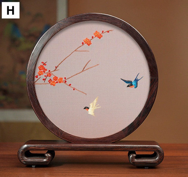 Traditional Chinese Suzhou Flower and Birds Silk Embroidery Ornaments, Exclusive Business Presents, Creative Birthday Gift, Premium Souvenir-ArtWorkCrafts.com