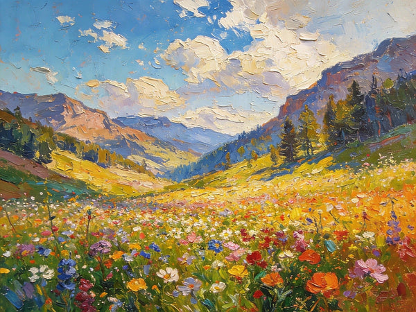 Valley in Full Spring Bloom, Hand Painted Canvas Art, Small Landscape Paintings, Original Oil Paintings, Small Paintings on Canvas, Small Paintings on Canvas-ArtWorkCrafts.com