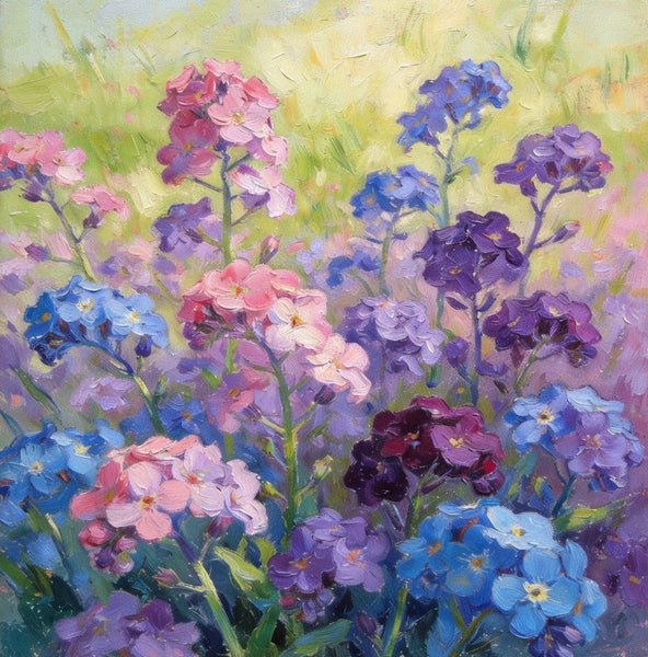 Still Life Painting, Sunny Wild Myosotis, Small Canvas Wall Art, Hand Painted Canvas Art, Original Flower Paintings, Buy Small Art Online-ArtWorkCrafts.com