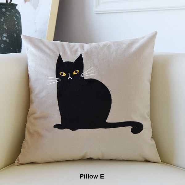 Decorative Throw Pillows, Lovely Cat Pillow Covers for Kid's Room, Modern Sofa Decorative Pillows, Cat Decorative Throw Pillows for Couch-ArtWorkCrafts.com