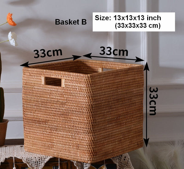Storage Basket for Shelves, Large Rectangular Storage Basket, Storage Baskets for Kitchen, Woven Storage Basket for Living Room-ArtWorkCrafts.com