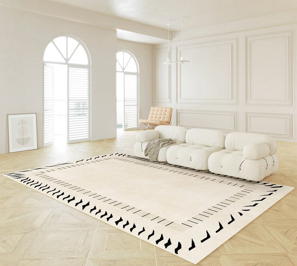 Cream Color Modern Carpets for Living Room, Thick Contemporary Rugs for Bedroom, Modern Rugs for Dining Room, Mid Century Modern Rugs Next to Bed-ArtWorkCrafts.com