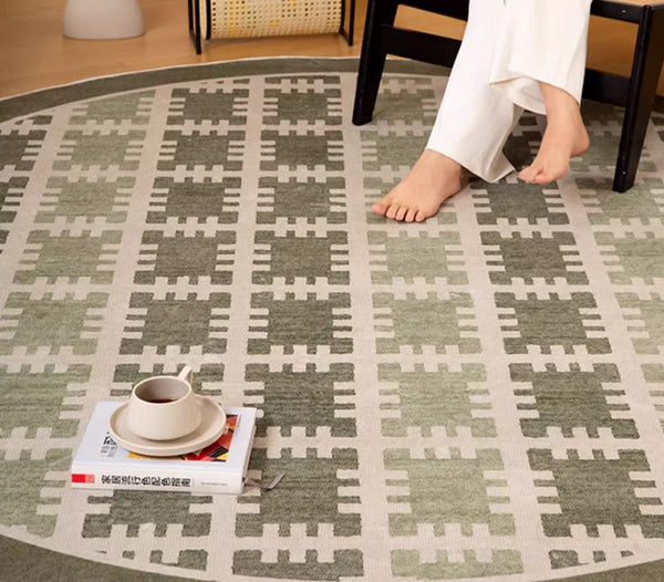 Bedroom Abstract Modern Area Rugs, Contemporary Modern Rug for Living Room, Circular Modern Rugs under Chairs, Geometric Round Rugs for Dining Room-ArtWorkCrafts.com