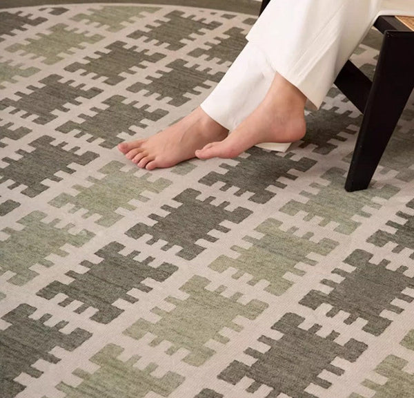 Bedroom Abstract Modern Area Rugs, Contemporary Modern Rug for Living Room, Circular Modern Rugs under Chairs, Geometric Round Rugs for Dining Room-ArtWorkCrafts.com