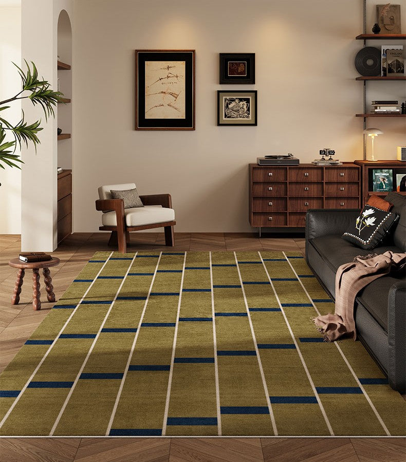 Large Modern Rugs for Living Room, Mid Century Modern Rugs for Bedroom, Abstract Geometric Modern Rugs, Green Modern Rugs for Dining Room-ArtWorkCrafts.com