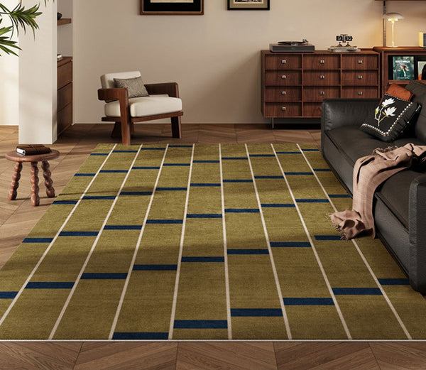 Large Modern Rugs for Living Room, Mid Century Modern Rugs for Bedroom, Abstract Geometric Modern Rugs, Green Modern Rugs for Dining Room-ArtWorkCrafts.com