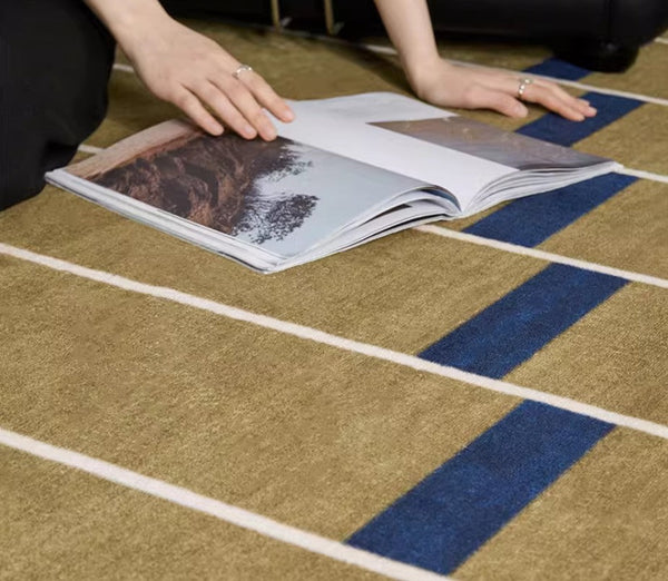 Large Modern Rugs for Living Room, Mid Century Modern Rugs for Bedroom, Abstract Geometric Modern Rugs, Green Modern Rugs for Dining Room-ArtWorkCrafts.com