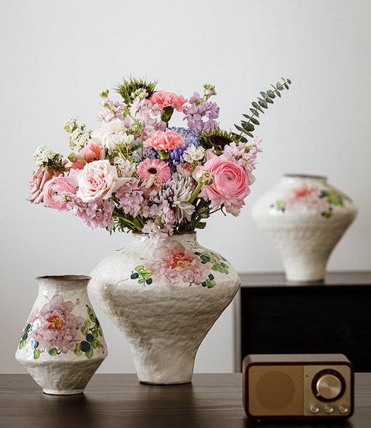 Modern Porcelain Flower Vases, Flower Vases on Table, Handmade Water Holding Flower Vases, Centerpiece on Dining Table, Ceramic Bouquet Vases-ArtWorkCrafts.com