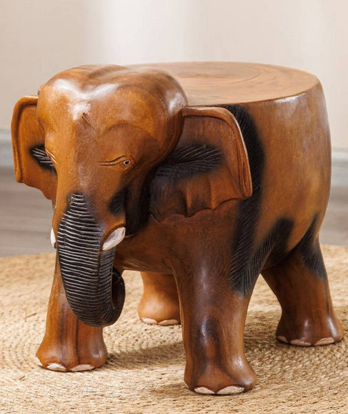 Handmade Solid Wood low Stool, Elephant Wooden Stool, Elephant Sofa Stool, Dining Table Stool, Creative Shoe-changing Stool-ArtWorkCrafts.com