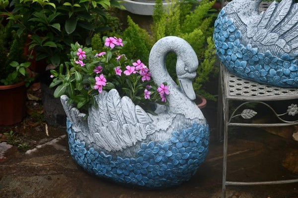 Large Swan Statue for Garden, Swan Flower Pot, Animal Statue for Garden Courtyard Ornament, Villa Outdoor Decor Gardening Ideas-ArtWorkCrafts.com