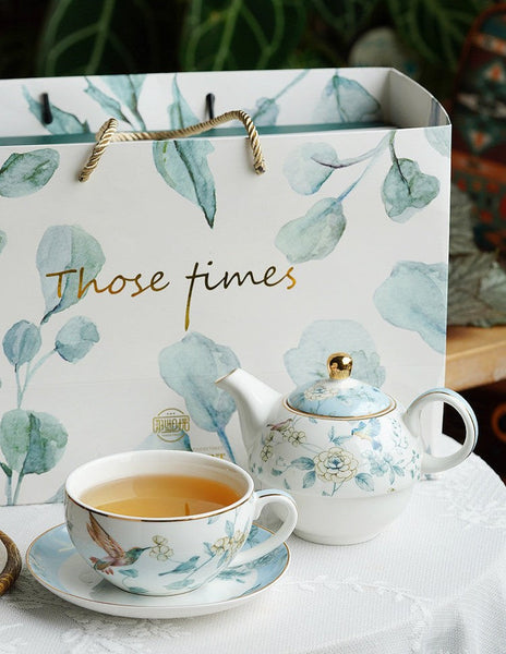 Stackable Teapot and Cup Set, Ceramic Tea Pot with Integrated Cup, Porcelain Teapot with Matching Cup and Saucer in Gift Box, Mother-and-Baby Teapot with Matching Saucer-ArtWorkCrafts.com