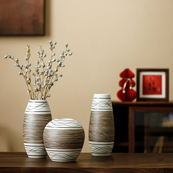 Centerpiece on Dining Table, Handmade Pottery Flower Vases Urn, Large Flower Vase on Table, Modern Bouquet Flower Vases, Water Holding Flower Vases-ArtWorkCrafts.com