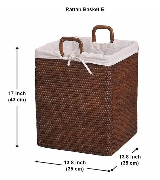 Large Storage Baskets for Bathroom, Rectangular Storage Baskets, Rattan Storage Baskets, Laundry Storage Baskets, Storage Baskets for Clothes-ArtWorkCrafts.com