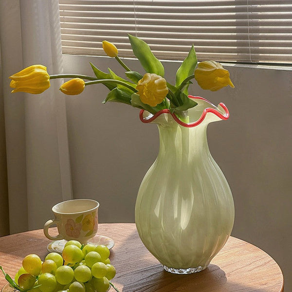 French Vintage Glass Flower Vases, Glass Bud Vases, Flower Vases on Table, Handmade Water Holding Flower Vases