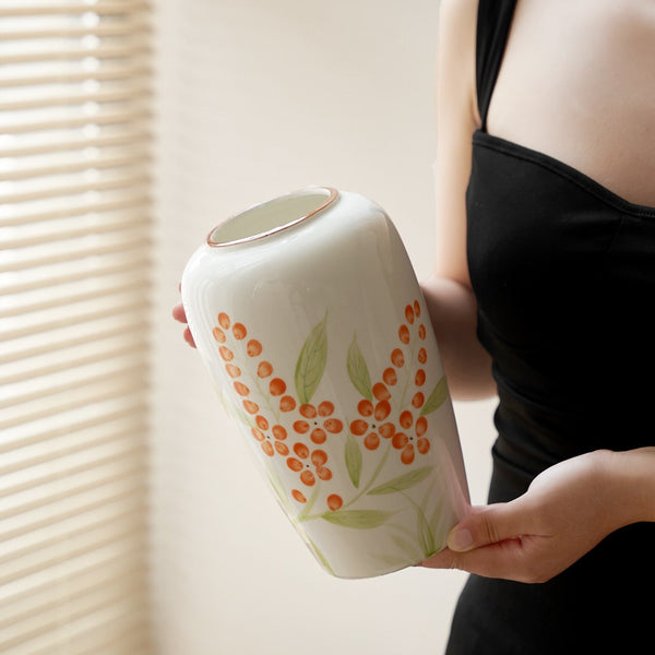 Porcelain Flower Vases, Large Flower Vases on Table, Dining Table Centerpiece, Ceramic Bouquet Vases, Handmade Water Holding Flower Vase-ArtWorkCrafts.com