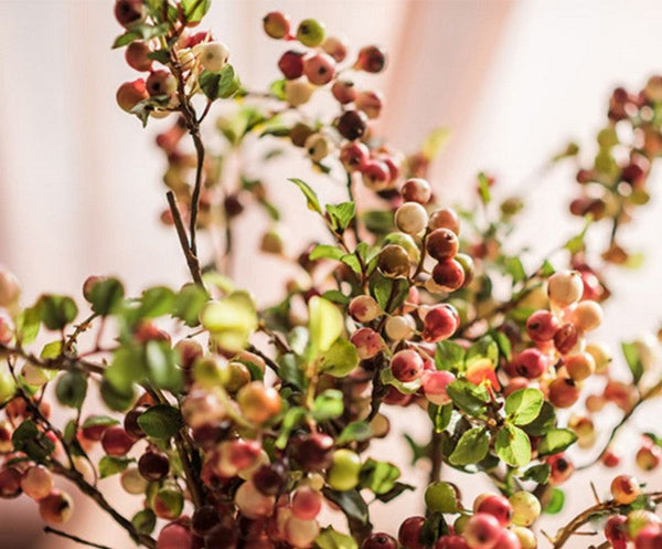 Cranberry Fruit Branch, Flower Arrangement Ideas for Living Room, Unique Artificial Flowers for Home Decoration, Spring Artificial Floral for Bedroom-ArtWorkCrafts.com