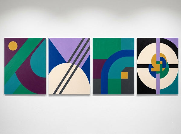 Abstract Geometric Art, Modern Paintings for Mid Century Living Room, Multi Panel Canvas Paintings-ArtWorkCrafts.com