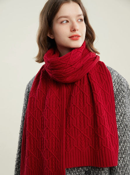 Cold Weather Scarf, Casual Scarf for Women, Fashion Designer Scarf, Red Winter Scarf, Modern Wool Scarf for Women, Soft Cashmere Scarf for Women-ArtWorkCrafts.com