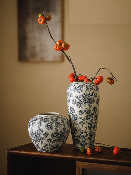 Porcelain Flower Vases, Modern Ceramic Bouquet Vases, Centerpiece on Dining Table, Flower Vase on Table, Handmade Water Holding Flower Vases-ArtWorkCrafts.com