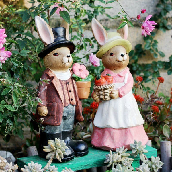 Garden Animal Sculpture Rabbit Statues, Garden Decor Ideas, Animal Statue for Garden Ornament, Villa Courtyard Decor, Outdoor Garden Decoration-ArtWorkCrafts.com