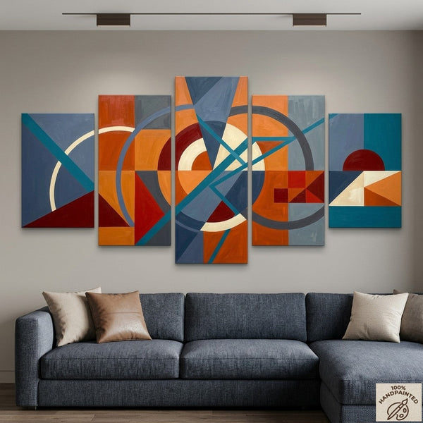 Abstract Acrylic Paintings, Hand Painted Canvas Art, Large Modern Paintings for Bedroom, Geometric Contemporary Art-ArtWorkCrafts.com