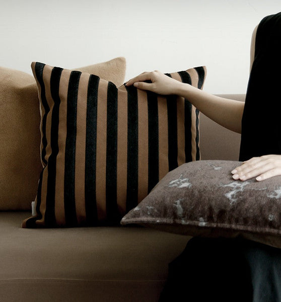 Large Modern Decorative Pillows for Sofa, Contemporary Cushions for Interior Design, Brown Modern Throw Pillows for Couch-ArtWorkCrafts.com