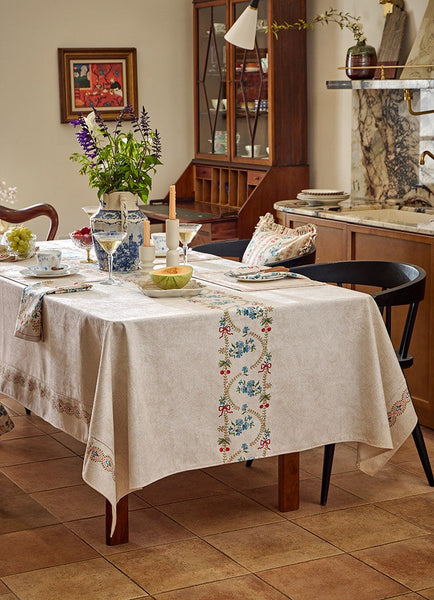 Spring Flower Table Covers for Round Table, Large Modern Rectangle Tablecloth for Dining Table, Farmhouse Table Cloth for Oval Table, Square Tablecloth for Kitchen-ArtWorkCrafts.com