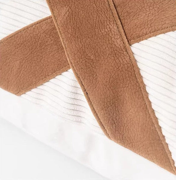 Modern Sofa Throw Pillows, Large Decorative Throw Pillows for Couch, White Abstract Contemporary Throw Pillow for Living Room-ArtWorkCrafts.com