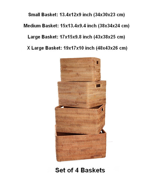 Extra Large Woven Baskets for Living Room, Storage Baskets for Clothes, Storage Baskets for Kitchen, Rectangular Storage Basket for Bedroom, Storage Baskets for Shelves-ArtWorkCrafts.com