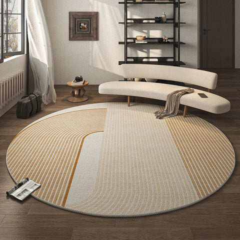 Geometric Modern Round Rugs for Living Room, Contemporary Area Rugs for Bedroom, Round Area Rugs for Dining Room, Coffee Table Rugs, Circular Modern Area Rug