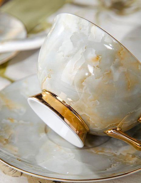 Elegant Ceramic Coffee Cups, Unique Tea Cups and Saucers in Gift Box as Birthday Gift, Beautiful British Tea Cups, Royal Bone China Porcelain Tea Cup Set-ArtWorkCrafts.com