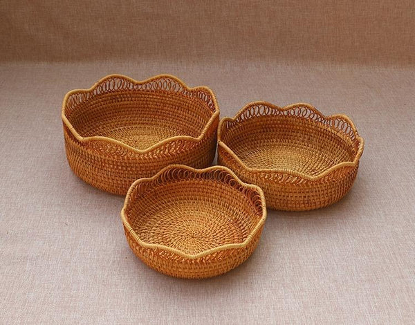 Woven Round Storage Basket, Cute Small Rattan Woven Baskets, Fruit Storage Basket, Storage Baskets for Kitchen-ArtWorkCrafts.com