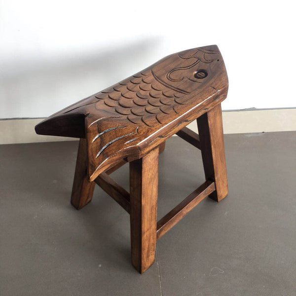 Handmade Solid Wood low Stool, Creative Shoe-changing Stool, Vintage Old Elm Wood Stool, Children's Wooden Stool, Sofa Stool, Dining Table Stool-ArtWorkCrafts.com