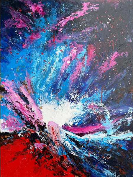Abstract Paintings Behind Sofa, Contemporary Canvas Wall Art, Buy Paintings Online, Acrylic Paintings for Bedroom, Palette Knife Canvas Art-ArtWorkCrafts.com