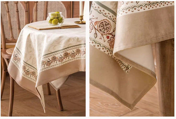 Kitchen Table Cover, Flower Tablecloth for Round Table, Elegant Table Cover for Dining Room Table, Modern Rectangle Tablecloth for Oval Table-ArtWorkCrafts.com