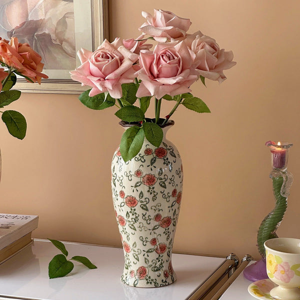 Rustic Porcelain Flower Vases, Handmade Water Holding Flower Vases, Ceramic Bouquet Vases, Tall Flower Vases on Table