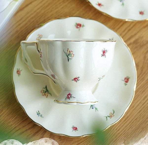 Bone China Porcelain Tea Cup Set, Beautiful British Tea Cups, Traditional English Tea Cups and Saucers, Unique Ceramic Coffee Cups-ArtWorkCrafts.com