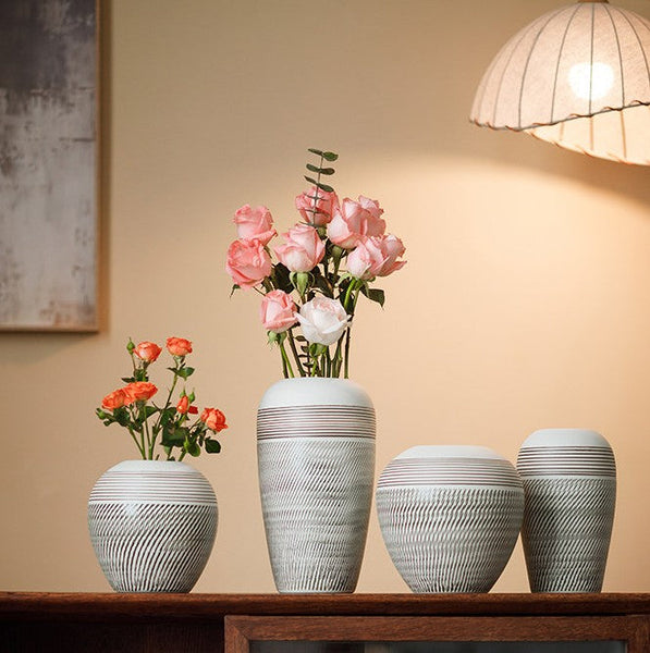 Pottery Flower Vases Urn, Modern Bouquet Flower Vases, Centerpiece on Dining Table, Large Flower Vase on Table, Handmade Water Holding Flower Vases-ArtWorkCrafts.com