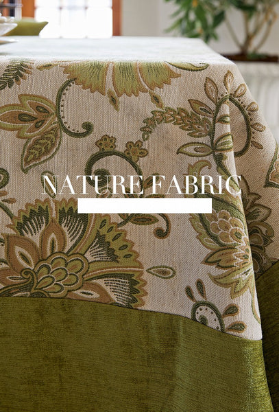 Long Rectangular Tablecloth for Round Table, Extra Large Modern Tablecloth Ideas for Dining Room Table, Green Flower Pattern Table Cover for Kitchen, Outdoor Picnic Tablecloth-ArtWorkCrafts.com