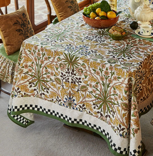 Extra Large Flower Table Covers for Round Table, Modern Rectangle Tablecloth for Dining Table, Farmhouse Table Cloth for Oval Table, Square Tablecloth for Kitchen-ArtWorkCrafts.com