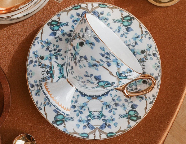 Ceramic Tea Cups and Saucers in Gift Box, British Tea Cup set, Elegant Ceramic Coffee Cups, Creative Porcelain Tea Cup Set and Saucer-ArtWorkCrafts.com