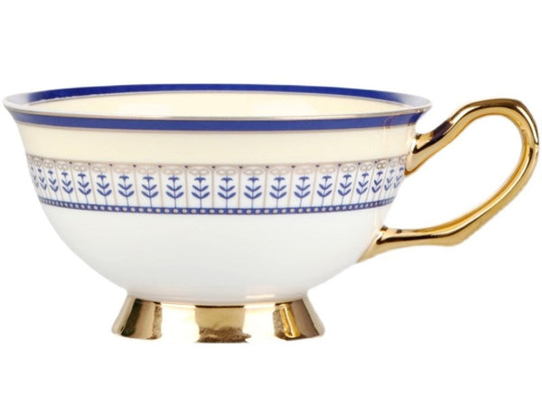 Blue Porcelain Tea Cup Saucer Set, Elegant British Ceramic Coffee Cups, Unique British Tea Cup and Saucer in Gift Box-ArtWorkCrafts.com