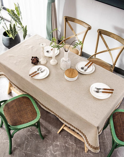 Cotton and Linen Tablecloth for Home Decoration, Large Rectangle Table Cover for Dining Room Table, Modern Table Cloth, Square Tablecloth for Round Table-ArtWorkCrafts.com