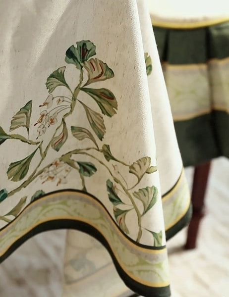 Extra Large Modern Rectangular Tablecloth for Dining Room Table, Ginkgo Leaves Table Covers, Square Tablecloth for Kitchen, Large Tablecloth for Round Table-ArtWorkCrafts.com