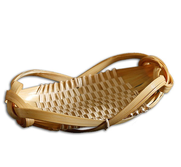 Natural Hand-woven Bamboo Basket, Lovely Cute Picnic Food Basket, Bamboo Basket for Food, Natural Fruit Basket Kitchen Storage Baskets-ArtWorkCrafts.com