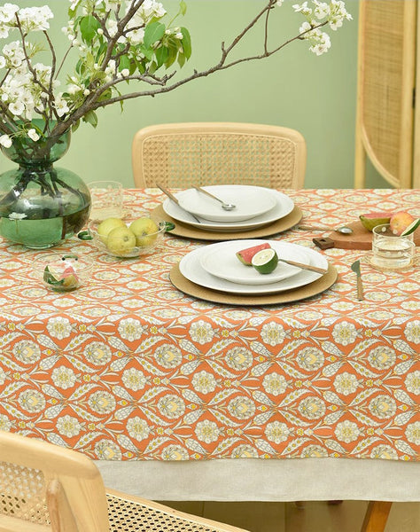 Modern Square Tablecloth, Bohemia Oriental Bilayer Tablecloths, Country Farmhouse Tablecloth for Round Table, Large Rectangle Table Covers for Dining Room Table, Rustic Table Cloths for Kitchen-ArtWorkCrafts.com