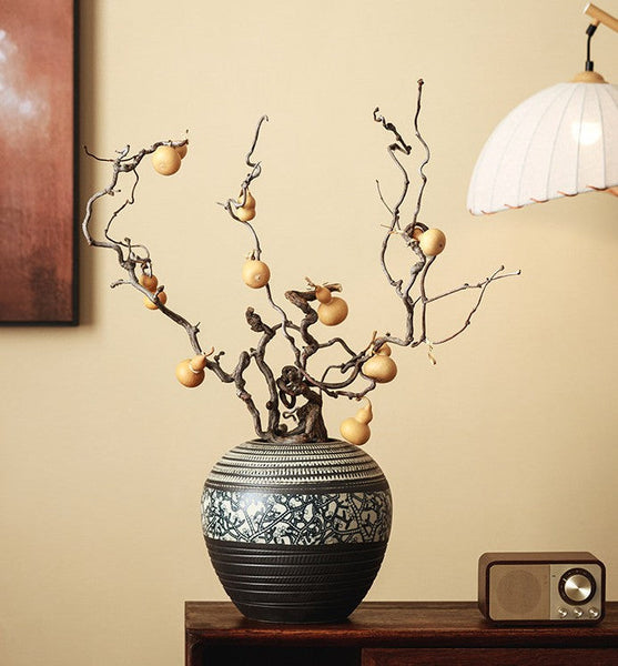 Large Pottery Flower Vases Urn, Centerpiece on Dining Table, Flower Vase on Table, Handmade Water Holding Flower Vases, Modern Bouquet Vases-ArtWorkCrafts.com