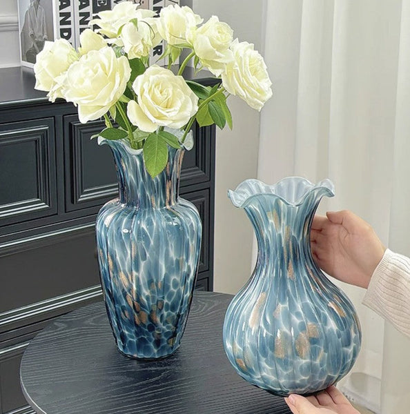 Modern Glass Bud Vases, Centerpiece Vases on Table, Handmade Liuli Vases, Color Glaze Vase, Contemporary Vases for Modern Home Decor-ArtWorkCrafts.com